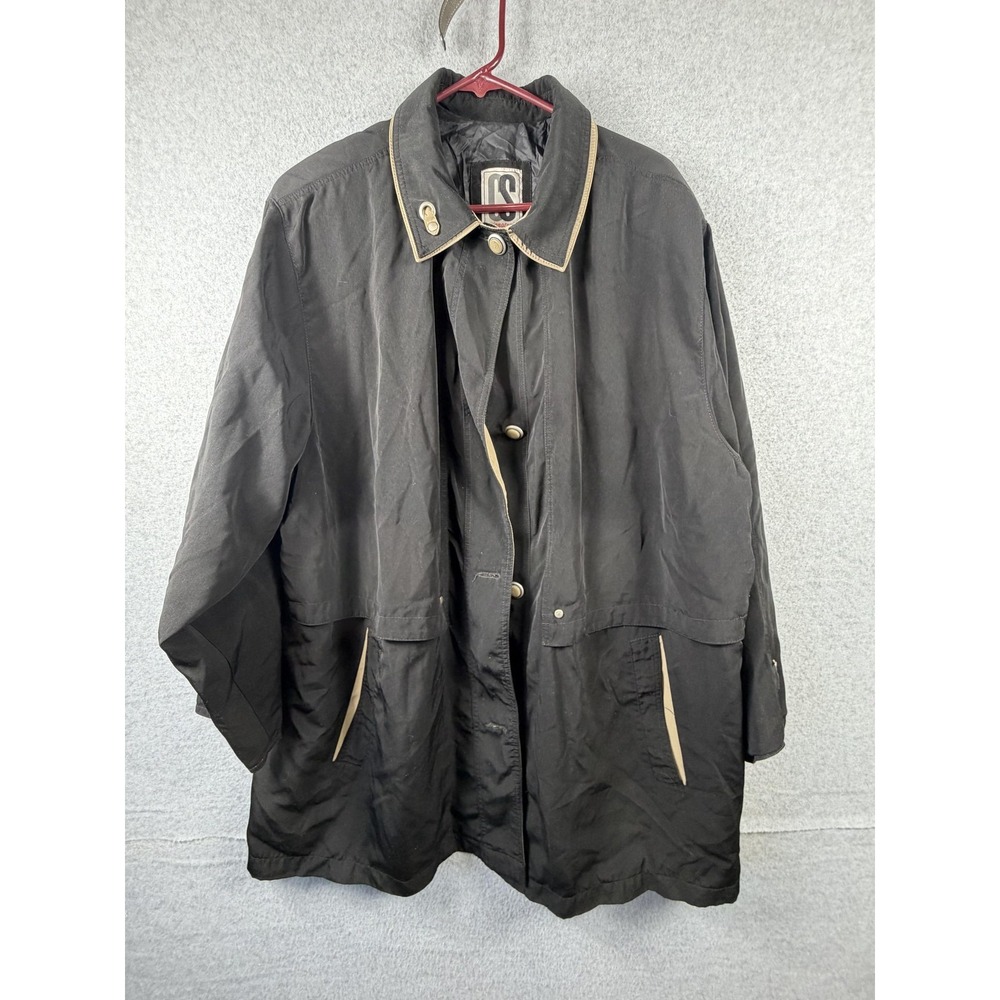 CS Signature‎ Coat Womens 2X Black Lined Snap Front Microfiber Rain Jacket